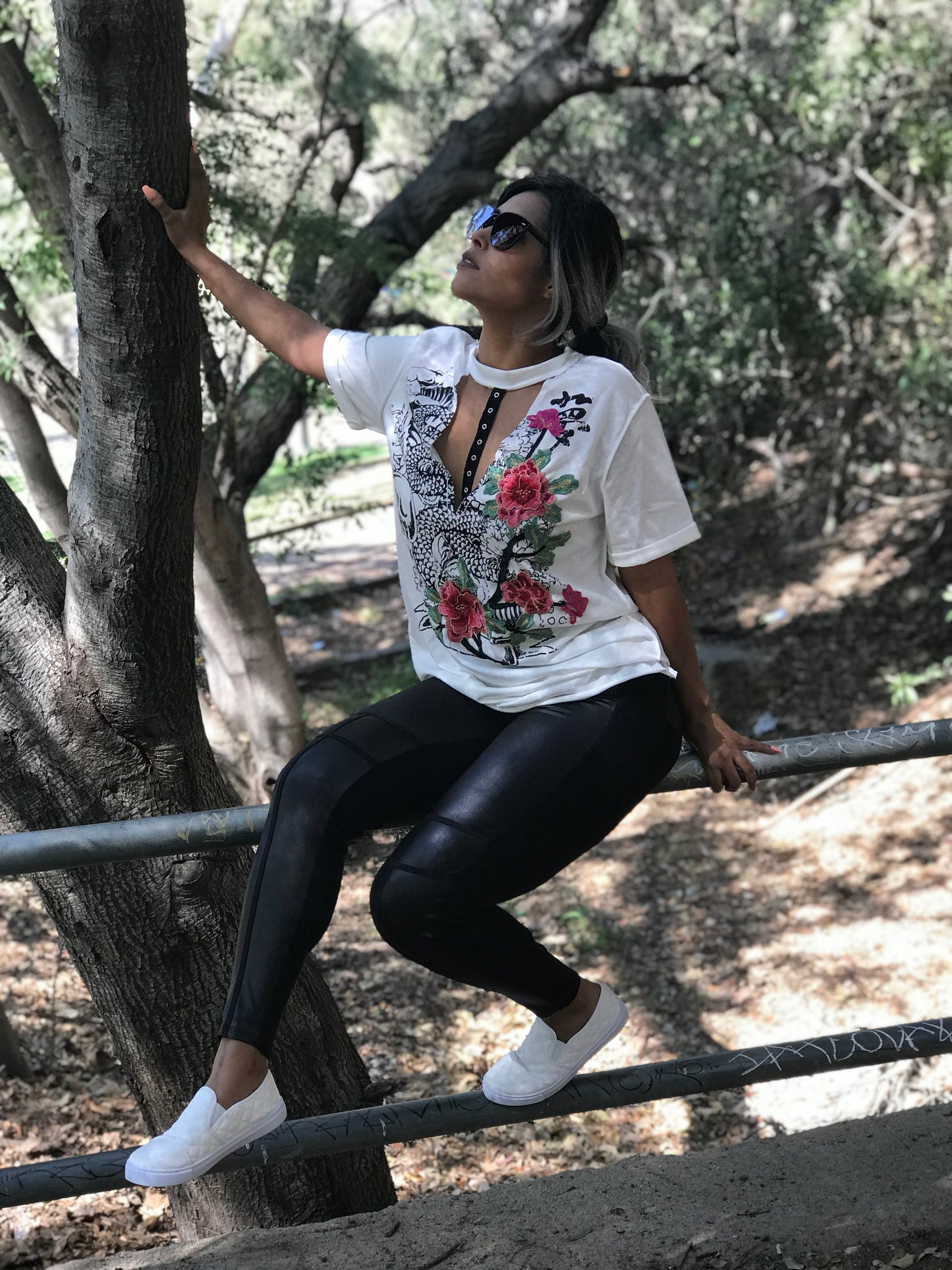 Skull chocker rose patch Tunic