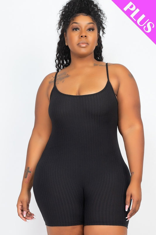Plus Size Ribbed Bodycon Romper