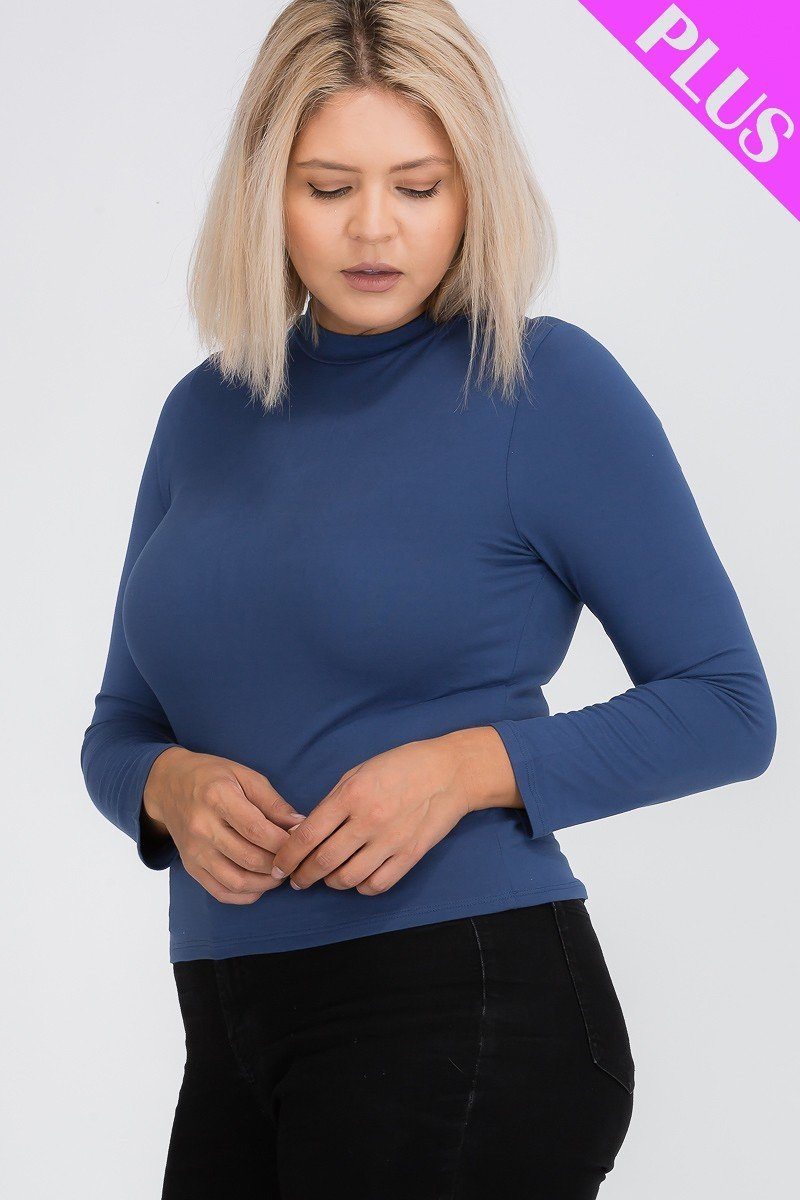 Plus Size Mock Neck Solid Top